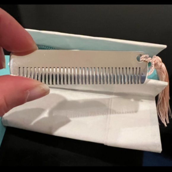 Tiffany & Co. 1837 Baby Comb Sterling Silver w/ Pink Tassel pouch & box included - Picture 4 of 5